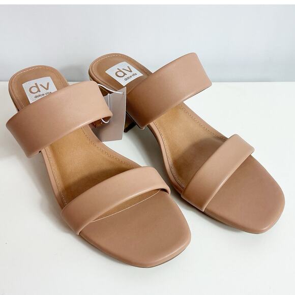 DV by Dolce Vita Shoes - Dolce Vita DV Womens Sharona Shoes Tan Dual Strap Block Heel Sandal Size 9